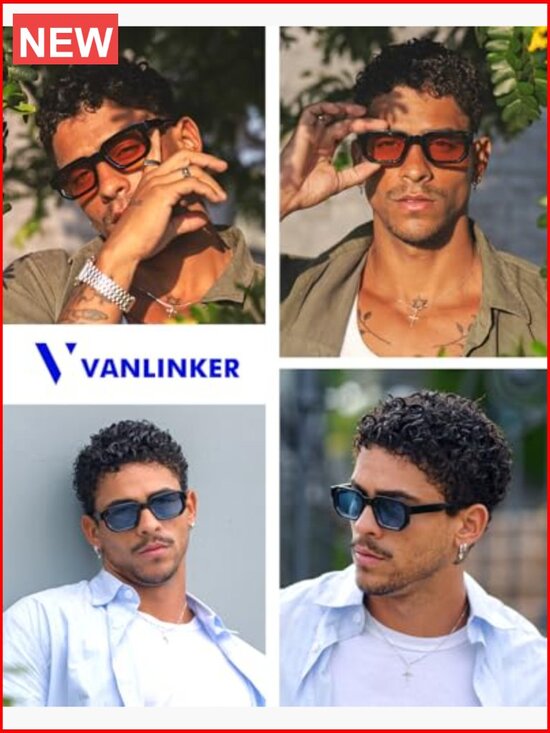 Retro Chunky Rectangle Sunglasses UV400 Protection for Men Women main image 6